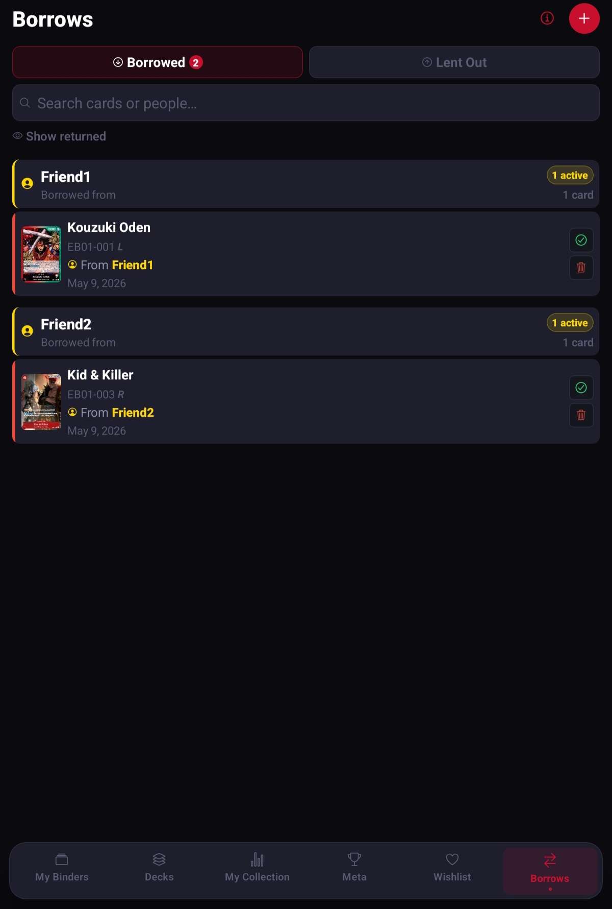 Borrow tracker